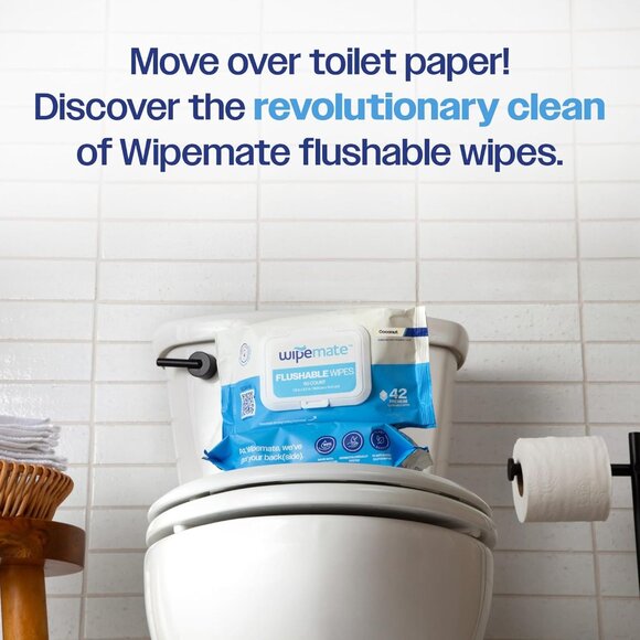 Wipemate Ultra Flushable Butt Wipes Soothing Vitamin E & Aloe, Coconut 252 count - Picture 2 of 5